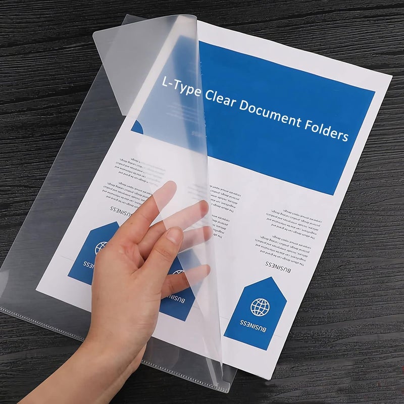 GOMRQING Clear Document Folder Copy Safe Project Pockets fits 8.5x11 Letter Size US Paper,L-Type Plastic Clear Paper Sleeves Protector Resume File Poly Jacket Folders Organizer in Transparent 30 Pack - Image 2